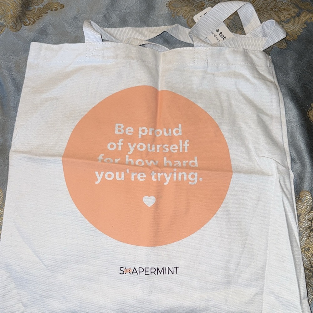 Shapermint Canvas Tote Bag “Be Proud of Yourself for how hard you’re trying” New